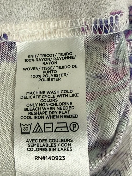 LOFT XL Purple White Floral Blouse Button Front Long Sleeve Boho Chic Top - Picture 8 of 9